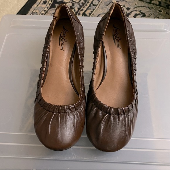 Brown Leather Ballet Low Wedge Heel, Fibii by Lucky Brand sz 6.5 - Picture 2 of 6